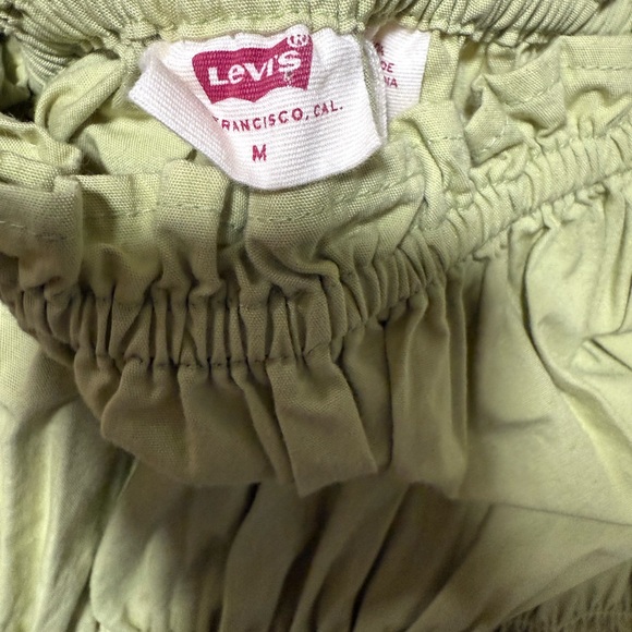 Levi's Light Green Smocked Puff Sleeve Blouse - Picture 2 of 5